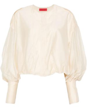 Thelatest Epaulette Puff-Sleeve Shirt - Natural