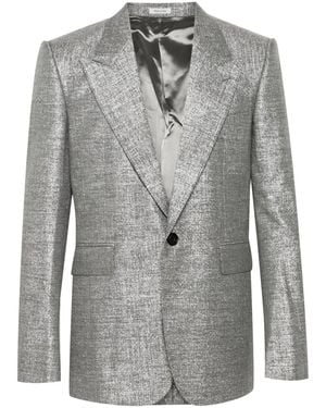 McQueen Metallic-Finish Blazer - Grey