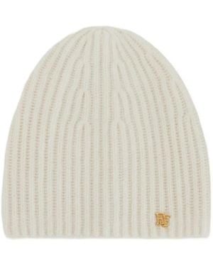 Elisabetta Franchi Gerippte Beanie Mit Logo-Schild - Natur