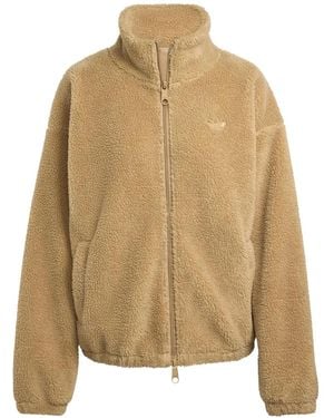 adidas Logo-Embroidery Zip-Up Jacket - Natural