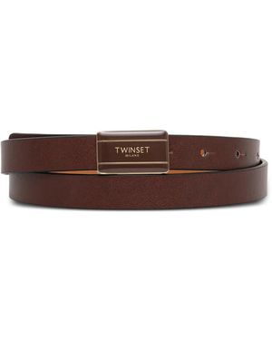 Twinset Logo-Plaque Faux-Leather Belt - Brown
