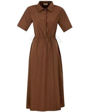 Herno Shirt-Collar Drawstring Dress - Brown