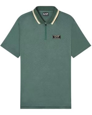 EA7 Polo Zippé À Patch Logo - Vert