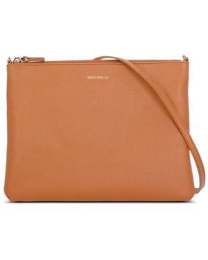 Coccinelle Grained Leather Clutch Bag - Brown