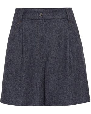 Brunello Cucinelli Knielange Shorts Van Scheerwol - Blauw