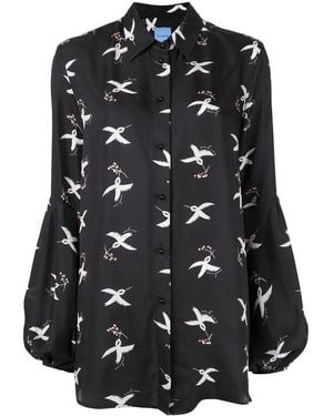 Macgraw St. Clair Printed Silk Twill Shirt - Black