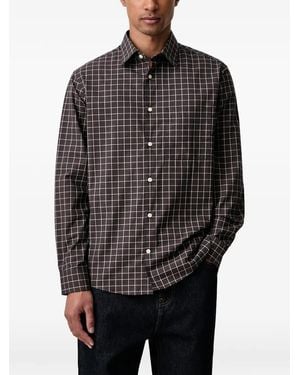 Lindbergh Grid-Check Chest-Pocket Shirt - Grey