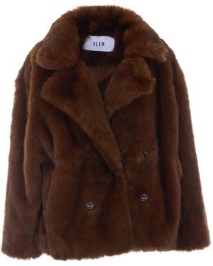 ELEH Faux-Fur Double-Breasted Jacket - Brown