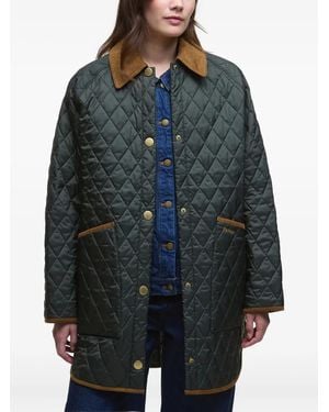 Barbour Quilted Corduroy-Collar Coat - Grey