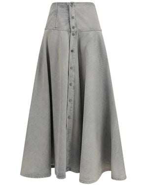 Haikure Button A-Line Skirt - Grey
