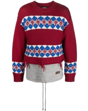 DSquared² ダメージ プルオーバー - レッド