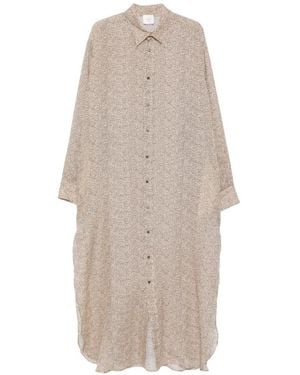 Alysi Polka-Dot Shirt Midi Dress - White