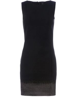 Twisty Parallel Universe Textured Hem Shift Dress - Black