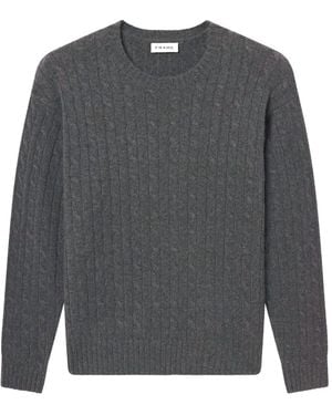 FRAME Pull En Maille Torsadée À Col Rond - Gris