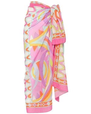 PUCCI Geometric-Print Pareo Midi Skirt - Pink