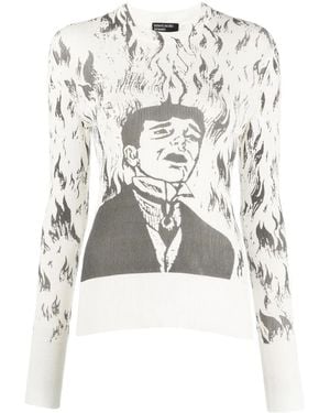 Enfants Riches Deprimes Intarsia-Knit Crew Neck Jumper - White
