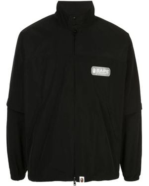 A Bathing Ape Detachable Logo-Print Bomber Jacket - Black