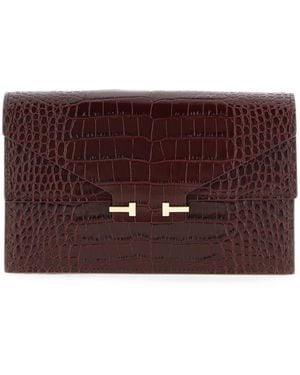 Tom Ford Aube Crocodile-Effect Clutch Bag - Purple