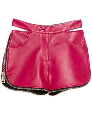 MITILIANE COUTURE Side-Zip Leather Shorts - Pink