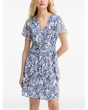 Morgan Floral V-Neck Mini Dress - Blue