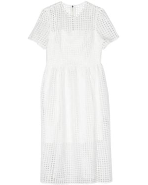 DKNY Mesh Flared Dress - White