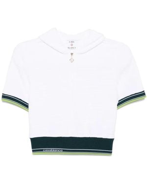 CASABLANCA Velour Hooded Top - White
