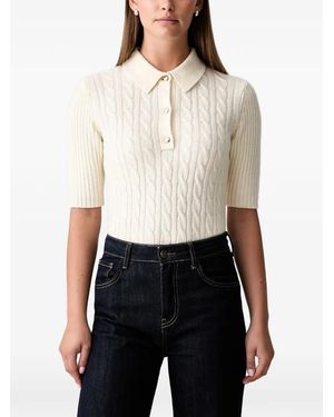 Joop! Cable-Knit Short-Sleeve Polo Top - White