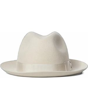 Borsalino Damiano Grosgrain-Trim Fedora Hat - White
