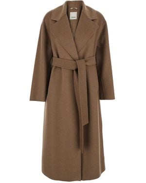 Max Mara Belted Virgin Wool Coat - Brown