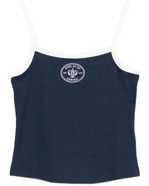 Sporty & Rich Logo-Detail Cami Top - Blue