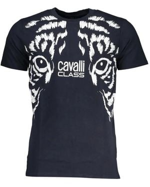 Roberto Cavalli Tiger-Print Logo-Detail T-Shirt - Blue