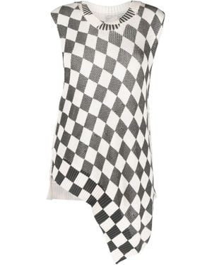 MM6 by Maison Margiela Checkerboard-Print Knitted Top - White