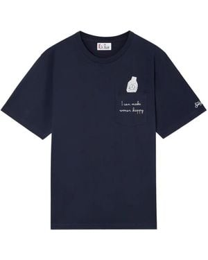 MC2 Saint Barth Connor Cotton T-Shirt With Watch Print And Embroidery - Blue