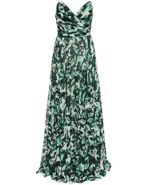Amsale Printed Strapless Dress - Green