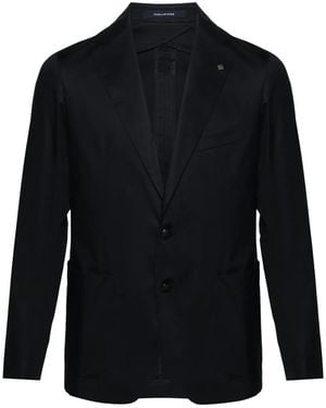 Tagliatore Notched-Lapels Single-Breasted Blazer - Blue