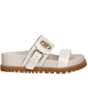 Liu Jo Croc-Effect Buckle-Fastening Sandals - White