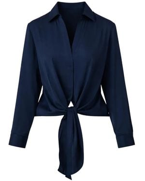 Silk95five Tie-Front Top - Blue