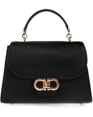 Ferragamo Double Gancini Tote Bag - Black