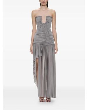 Christopher Esber Arced Orion Ruched Strapless Asymmetric Dress - Grey