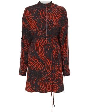 Proenza Schouler Leopard-Print Crepe De Chine Shirtdress - Red