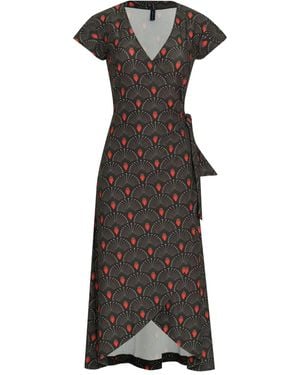 Lygia & Nanny Falcão V-neck pattern midi dress - Schwarz