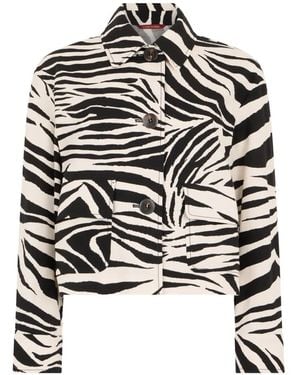 Max Mara Zebra-Print Cropped Jacket - White