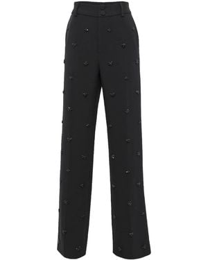 Huishan Zhang Crystal-Embellished Tailored Trousers - Black