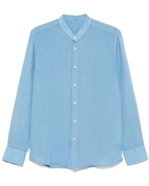 120% Lino Linnen Overhemd - Blauw
