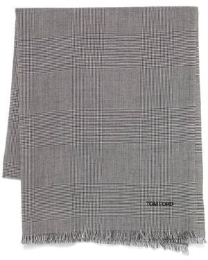 Tom Ford Wool Prince of Wales Check Scarf - Grey