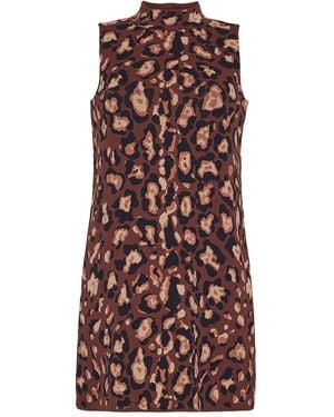 Cara Cara Myrtle Leopard-Print High-Neck Dress - Purple
