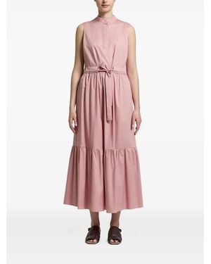 Peserico Robe Ceinturée À Volants Superposés - Pink