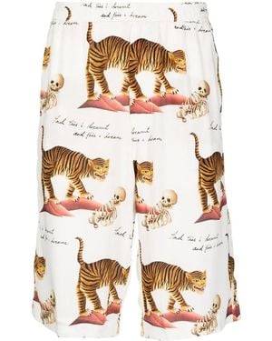 Endless Joy Motif-Print Bermuda Shorts - White