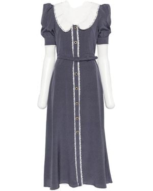 Alessandra Rich Polka-Dot Midi Dress - Blue