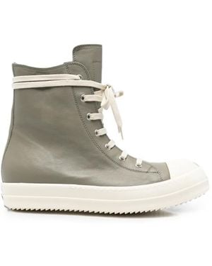 Rick Owens High-Top Leather Trainers - Natural